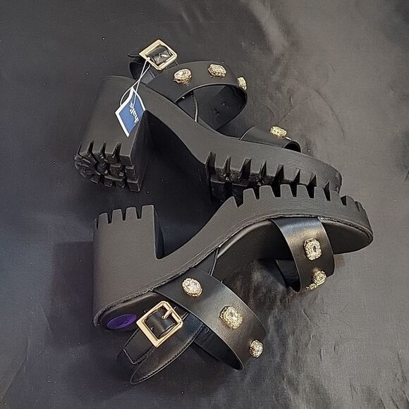 BRAND NEW MADDEN GIRL CRYSTAL LEATHER PLASFORM HEEL SANDAL G1 - Picture 10 of 13